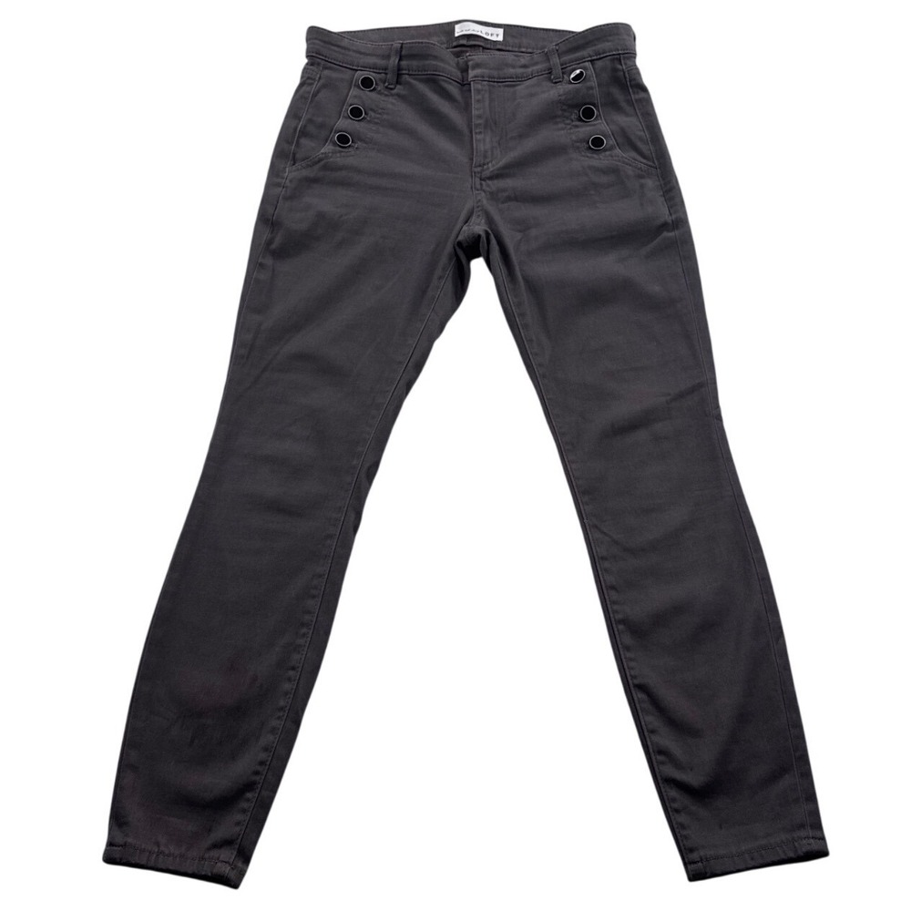 LOFT Made & Loved Black Skinny Jeggings Grommet Detail Mid Rise Stretch Pants